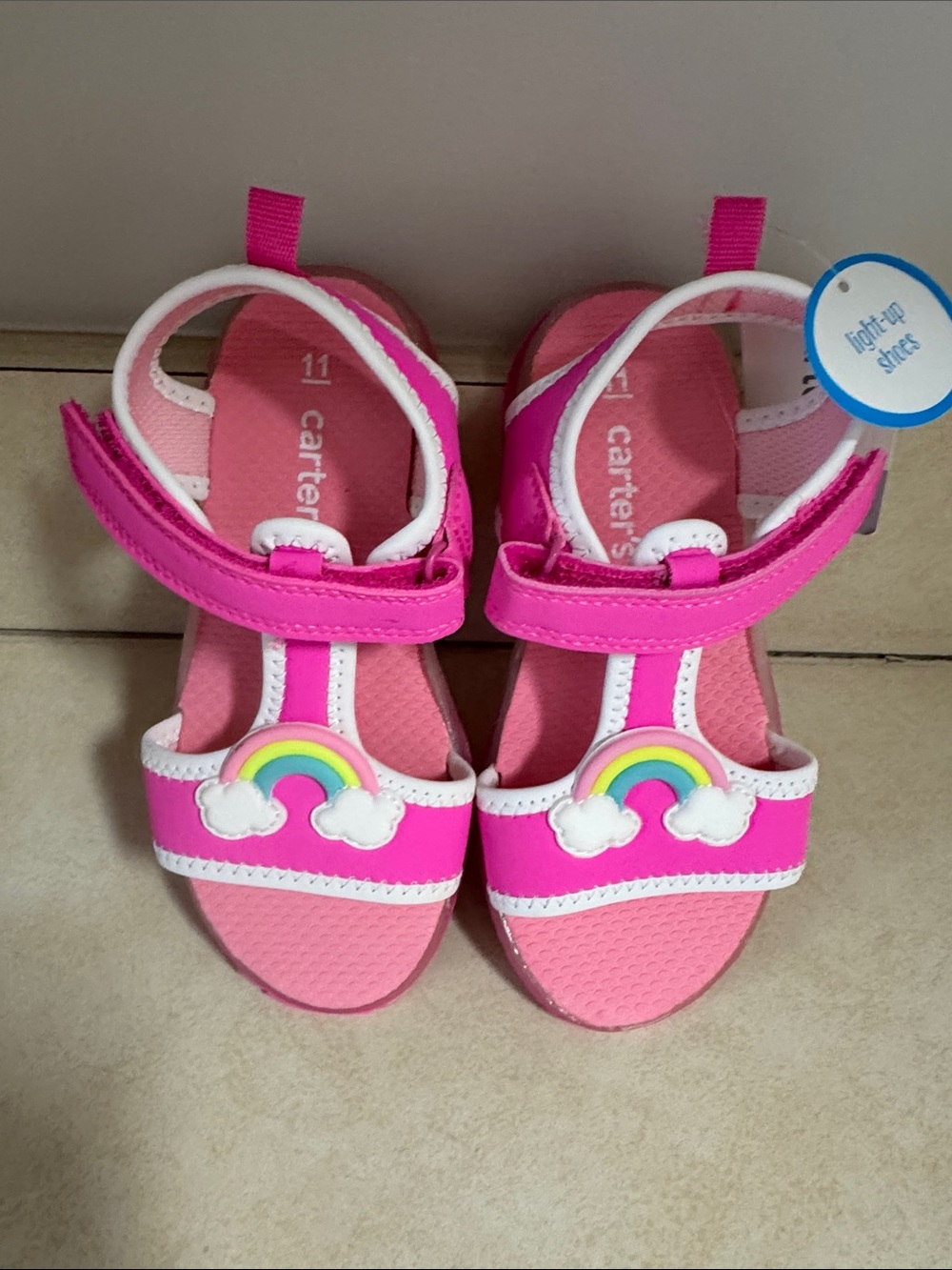 Carter's Pink Rainbow Cloud Hook-and-Loop Sandals